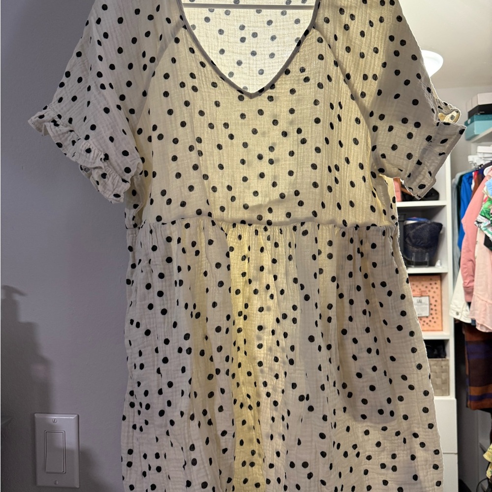 Madewell Cream and Black Polka Dot Top